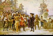 Jean Leon Gerome Ferris The Landing of William Penn Spain oil painting artist